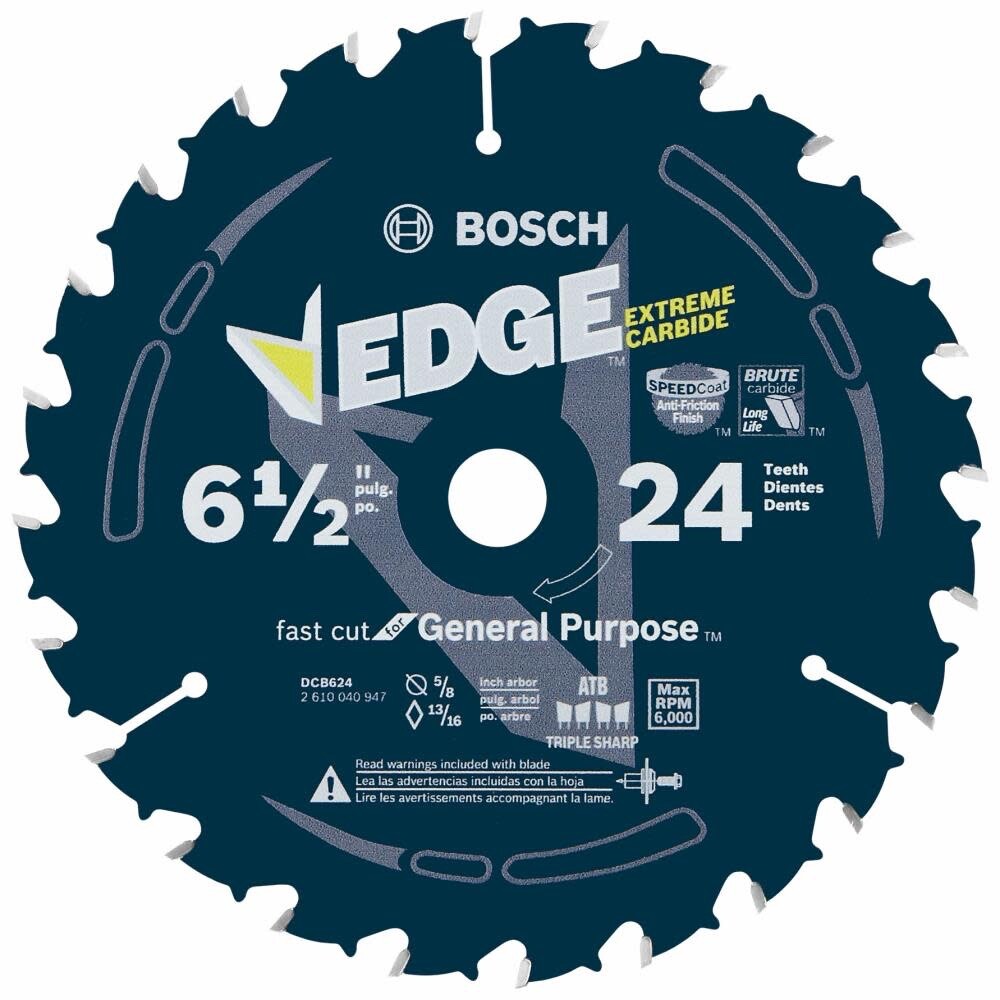 Bosch DCB624 6-1/2 In. 24 Tooth Edge Circular Saw Blade General Purpose ⭐️
