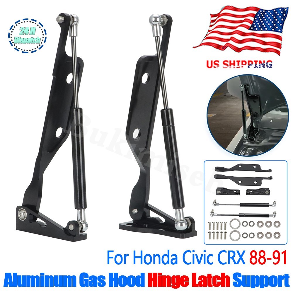 2x Gas Hood Hinge Latch Support For 88-91 Honda Civic CRX EF Hatchback Chassis