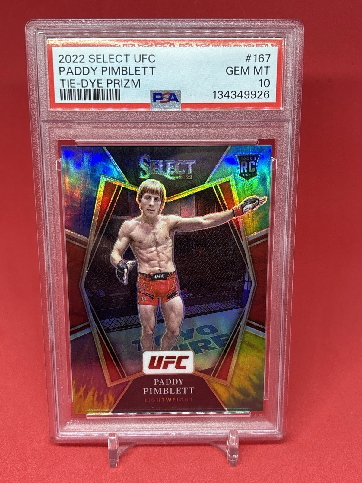 2022 Select UFC Paddy Pimblett Tie-Dye Prizm /25 Premier Level RC PSA 10 #167