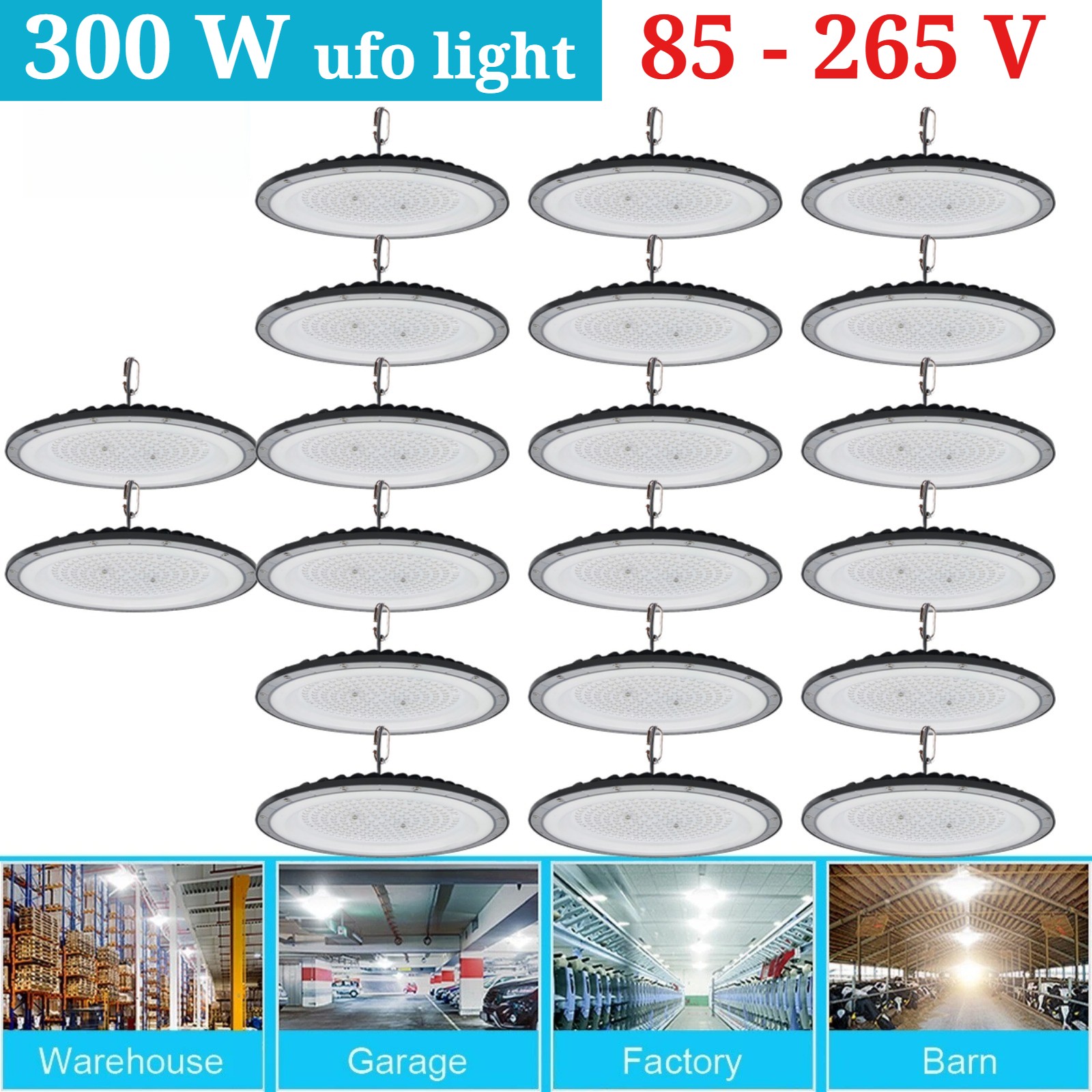 20Pcs 300W UFO Led High Bay Light Industrial Warehouse Garage Commercial Light