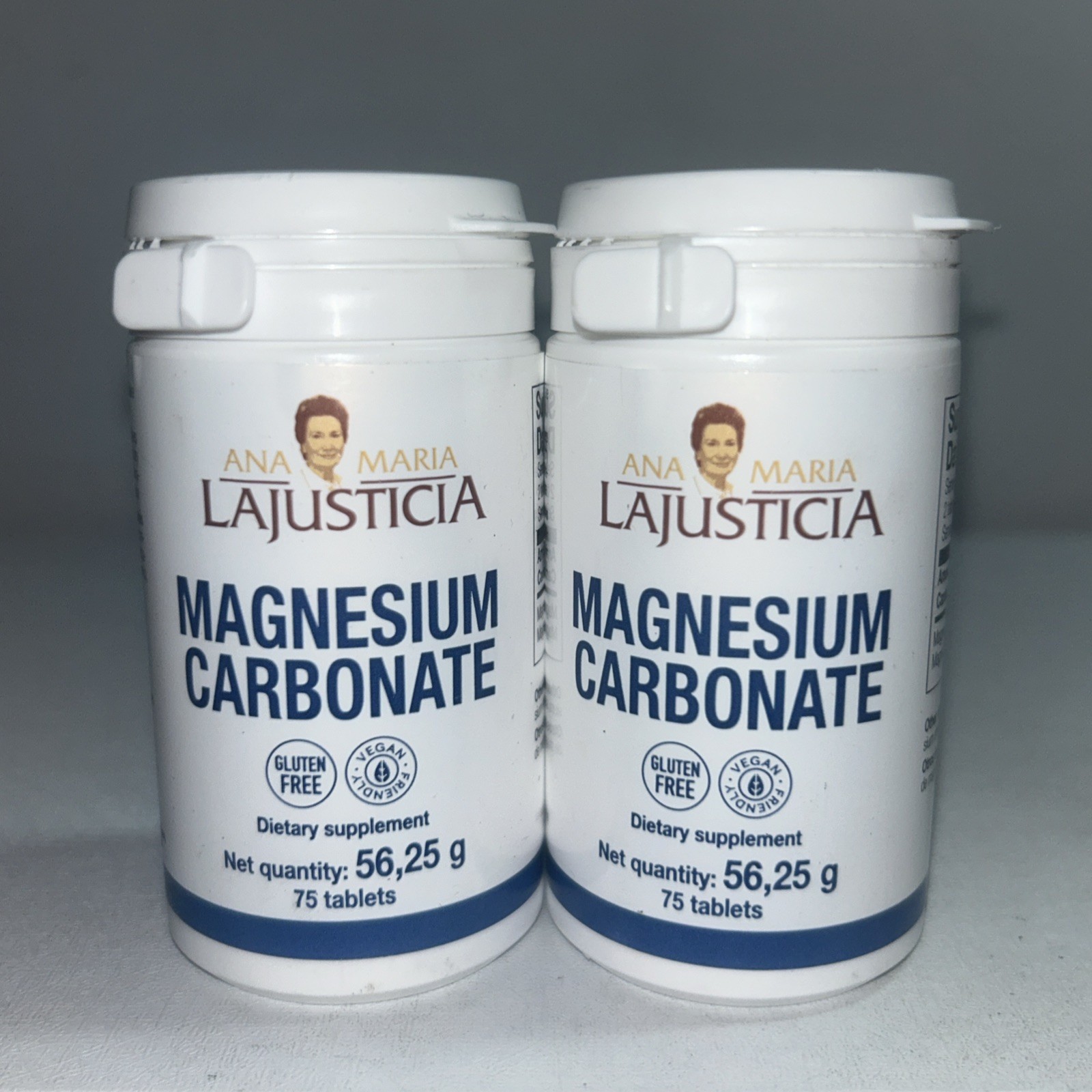 2 Sealed La Justica Magnesium Carbonate 75 Tabs Each, Damaged Outer Packaging 