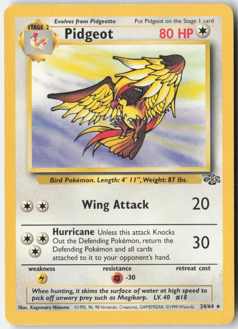 Pidgeot 24/64 Rare Jungle Pokemon Unlimited Moderately Played