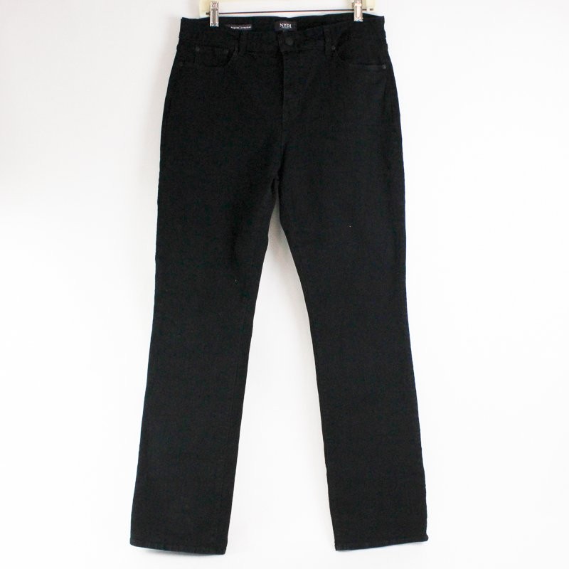 NYDJ Marilyn Black Straight Leg Jeans Women\'s Size 14