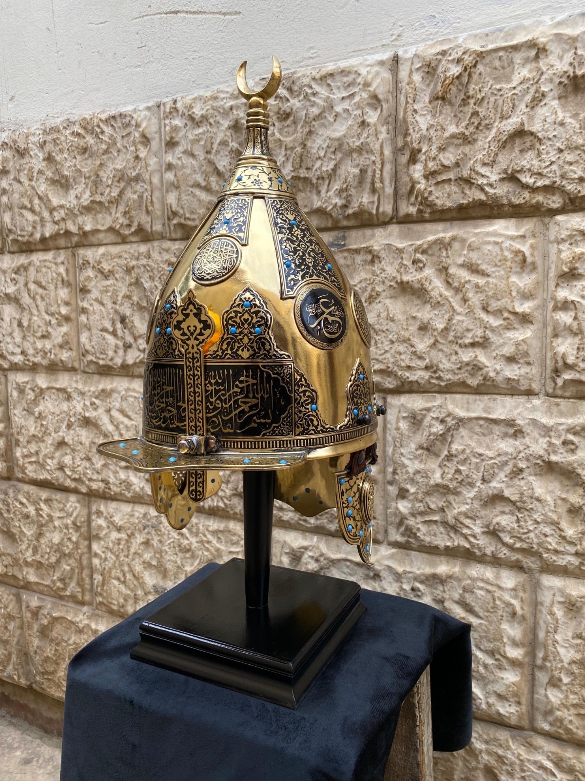 Museum Quality Ottoman Sultan Mehmed II Helmet Islamic Art w/ Stand