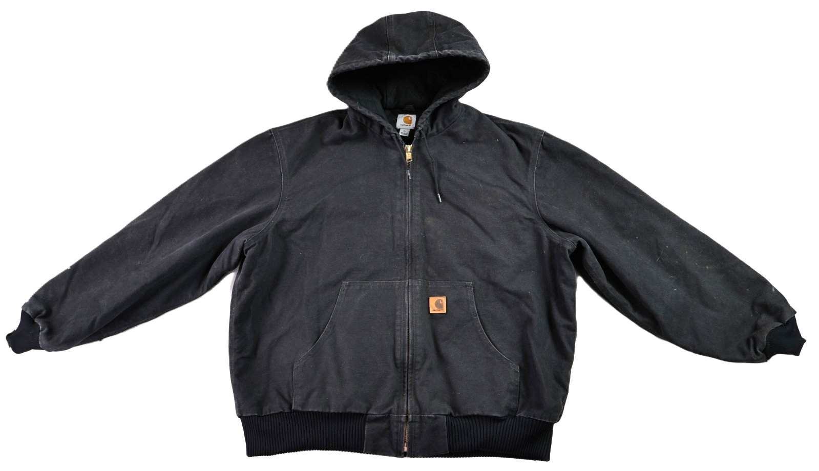 Y2K CARHARTT J130 US Men’s XL Black Hooded Flannel Duck Canvas Jacket EUC