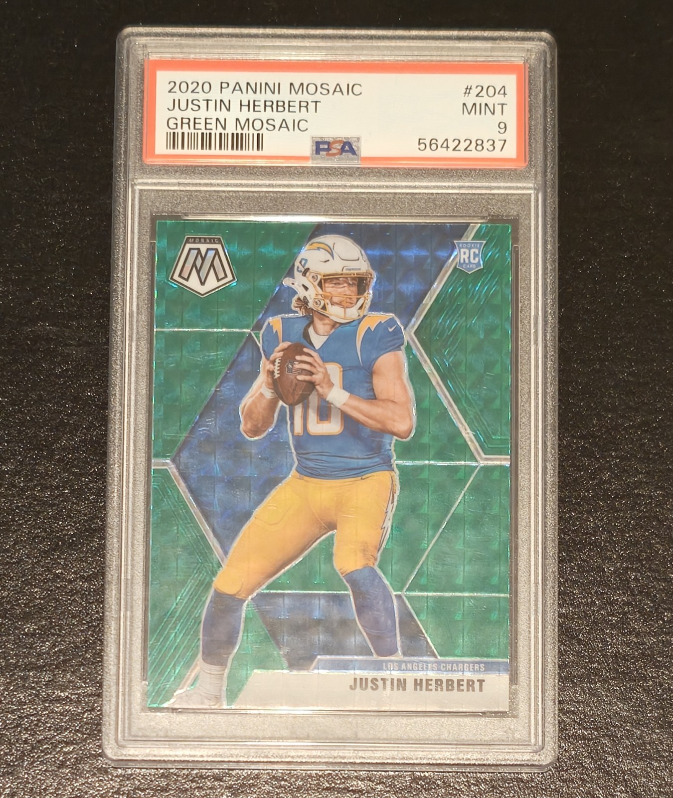 2020 Panini Mosaic - Rookies Mosaic Green Prizm #204 Justin Herbert (RC)
