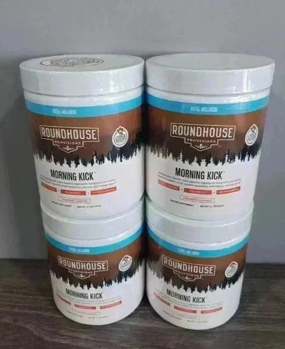4 Pack Roundhouse Morning Kick Digestive Supplement Powder Strawberry 