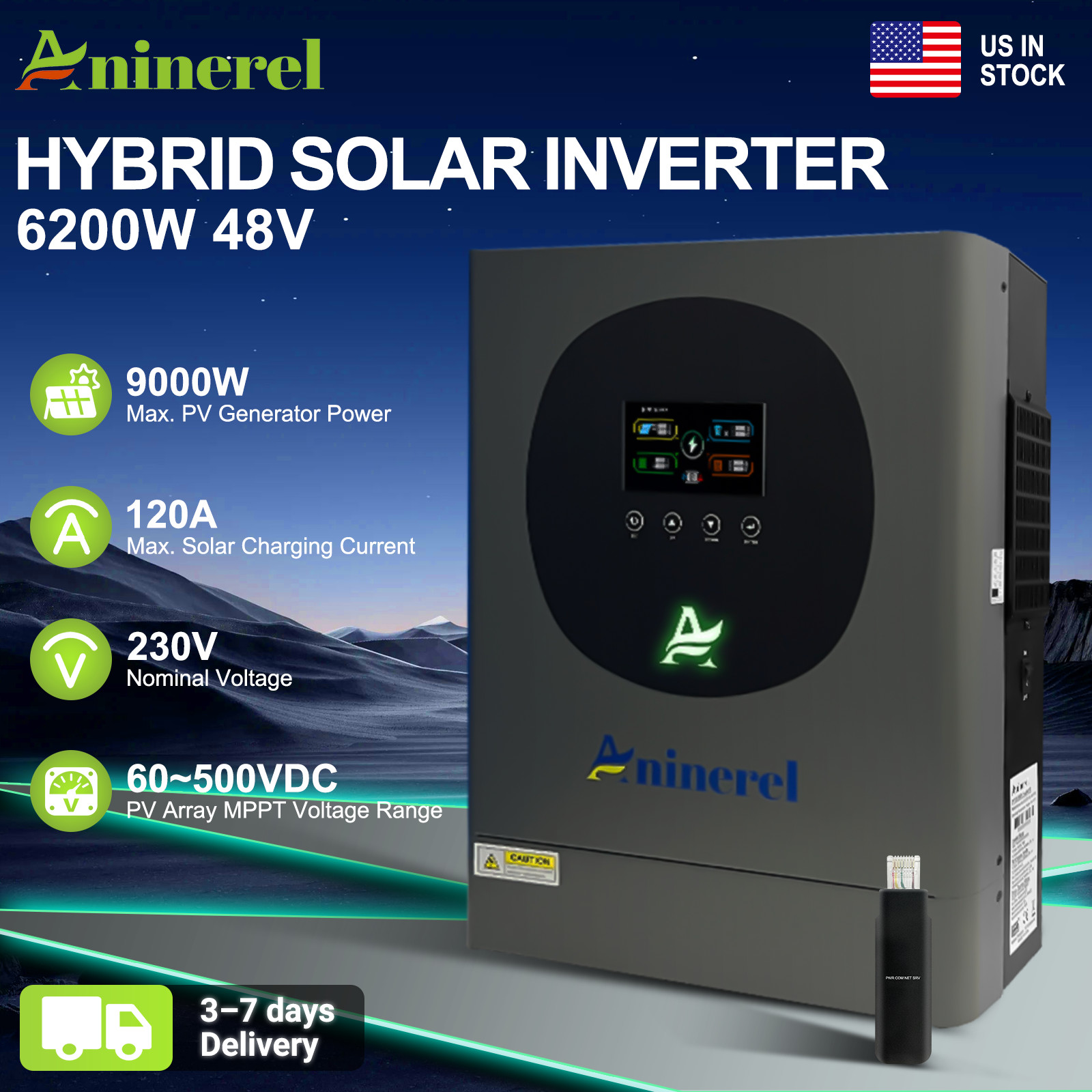6200W 48V Solar Inverter Hybrid Pure Sine Wave 120A MPPT Solar Charge Controller