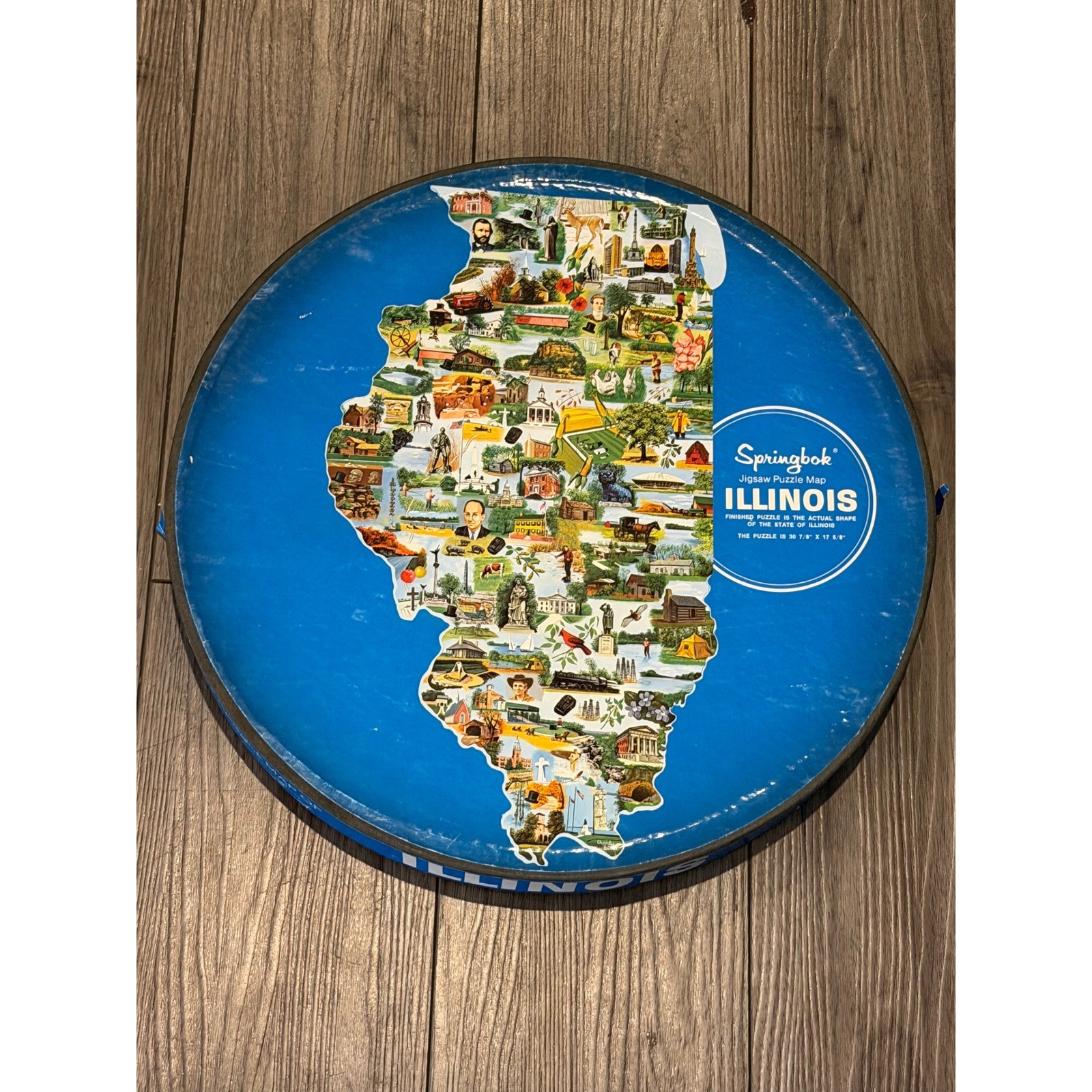 Vintage 1969 Springbok Contour Illinois State Map Shaped Jigsaw Puzzle Complete
