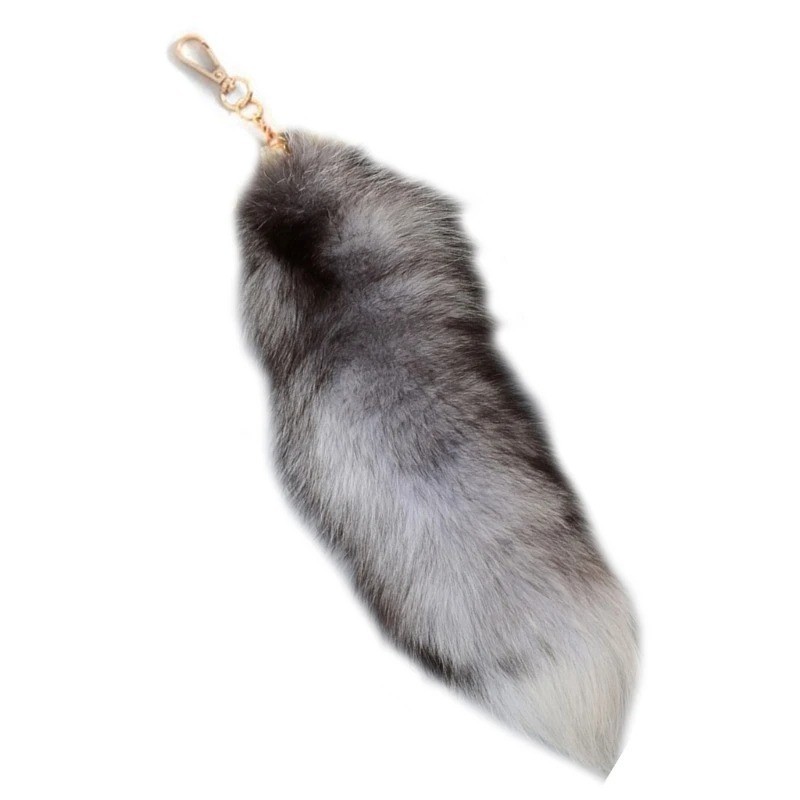 Long Real Silver Blue Fox Fur Tail Keychain Bag Charm Key Ring Cosplay Accessory Long Real Silver Blue Fox Fur Tail Keychain Bag Charm Key Ring Cosplay Accessory