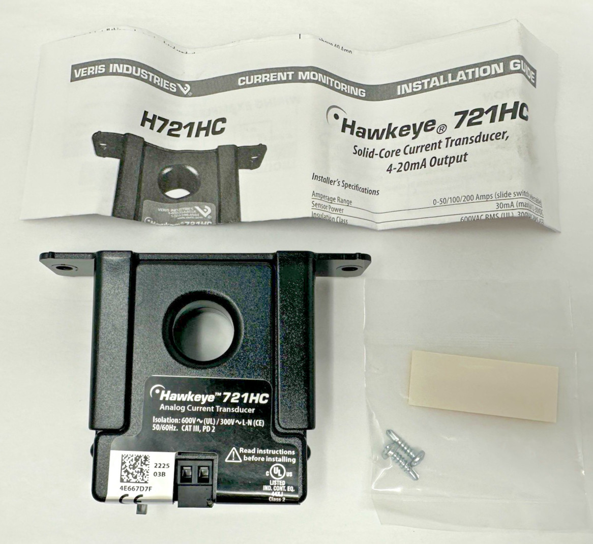 NEW Veris Hawkeye 721HC Solid State Solid Core Transducer Fast NEW Veris Hawkeye 721HC Solid State Solid Core Transducer Fast