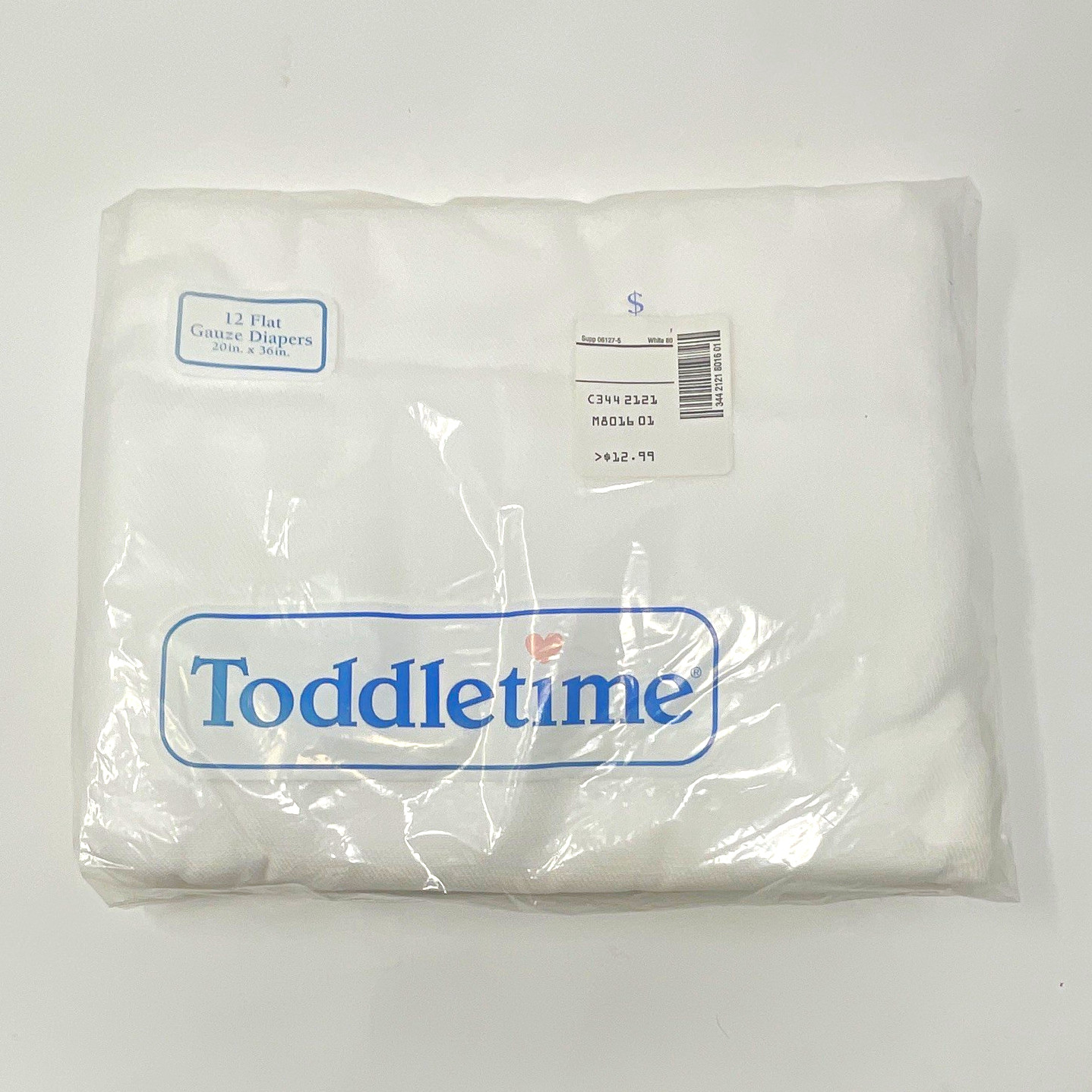 VINTAGE Toddletime Flat Gauze Diapers 12-Pack White Gauze 20 x 36 in Unopened VINTAGE Toddletime Flat Gauze Diapers 12-Pack White Gauze 20 x 36 in Unopened