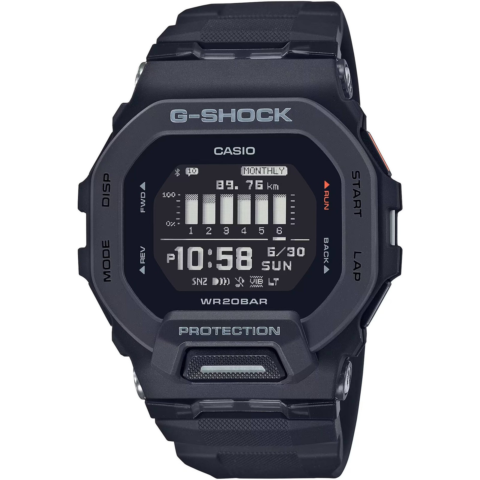 Casio Men's Digital Watch G-Shock G-Squad 200 Series Black Resin Strap GBD200-1