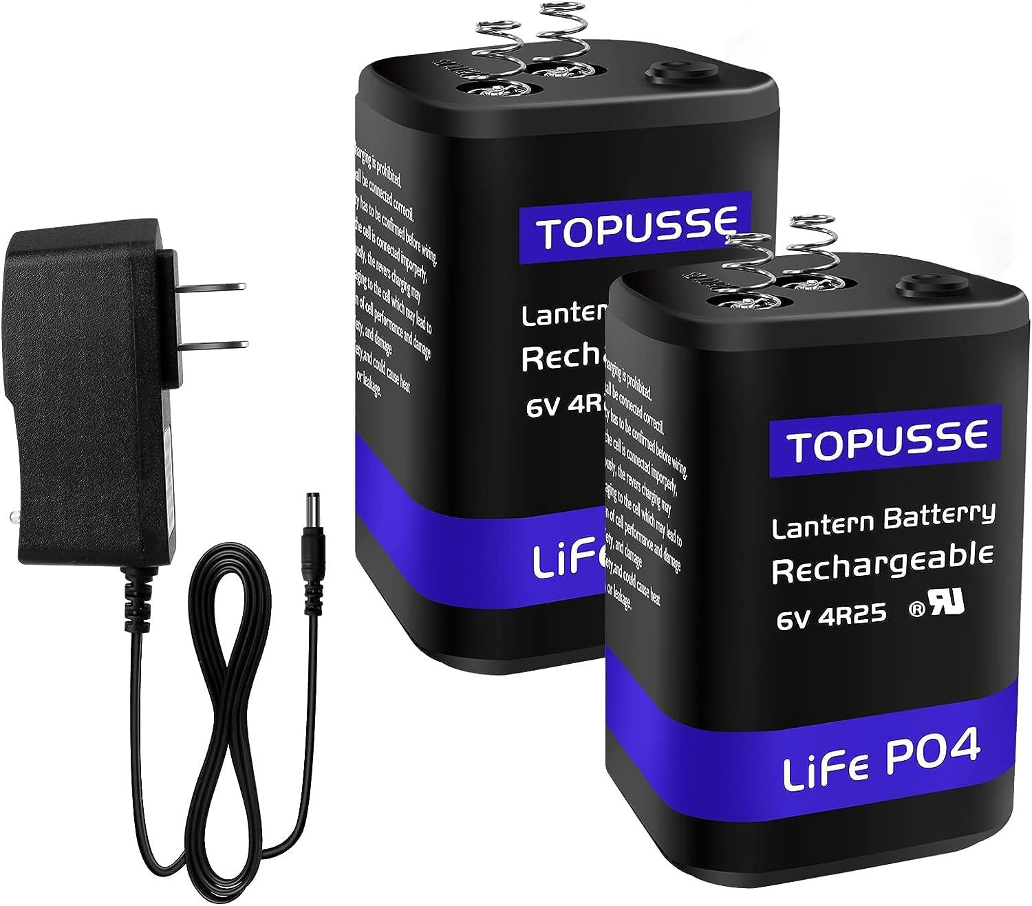 Rechargeable 6 Volt 6AH Lifepo4 Lantern Battery with Charger 1500+ Cycles, 6V Ba
