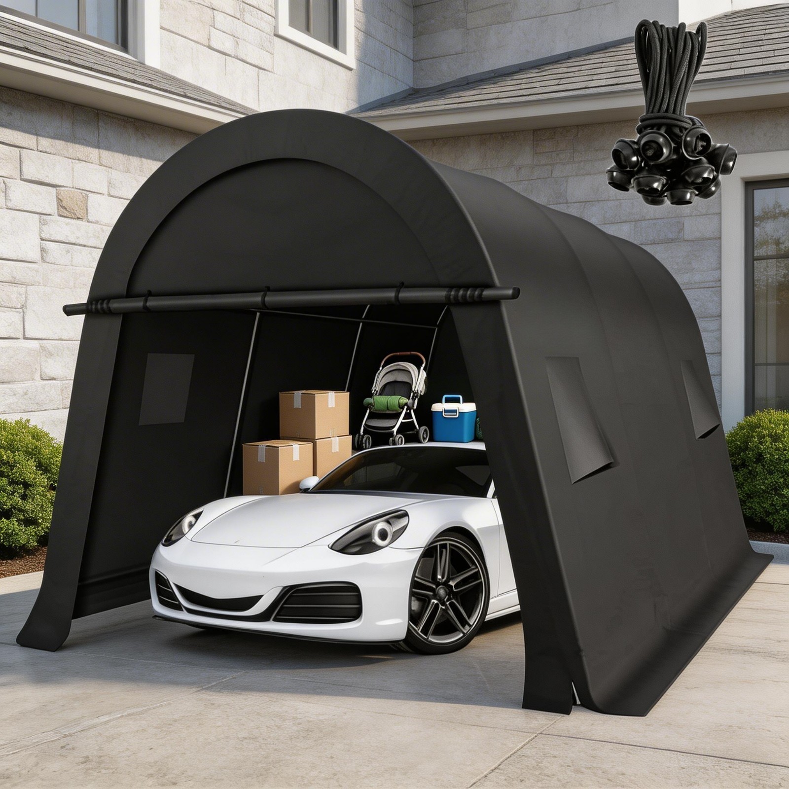 Carport Canopy 10x15 Heavy Duty Garage Outdoor Storage Shed with Doors & Vents