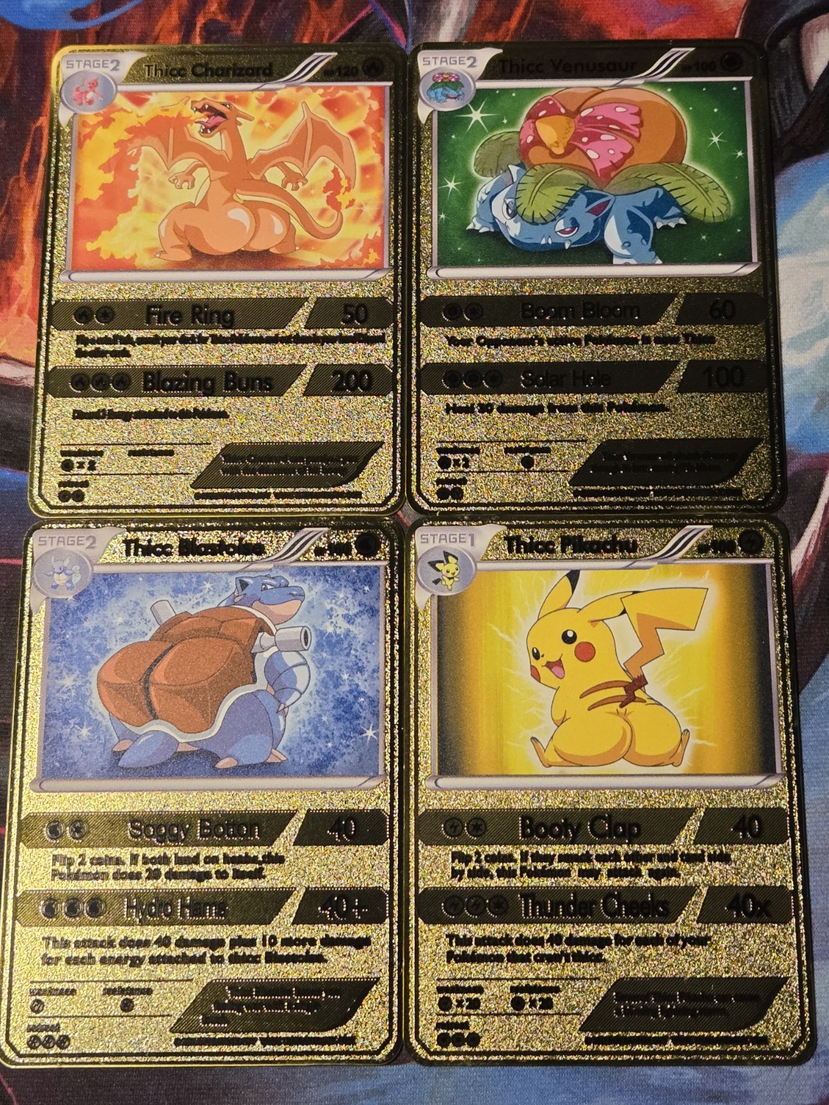 Thicc Charizard Pikachu Venusaur & Blastoise Collectible Metal Card Display Only