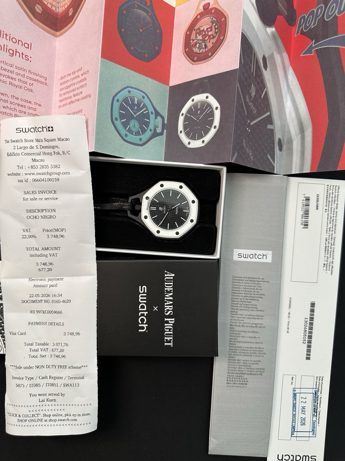 Swatch x Audemars Piguet Royal Pop Ocho Negro Limited Edition 100% Authenticity Swatch x Audemars Piguet Royal Pop Ocho Negro Limited Edition 100% Authenticity