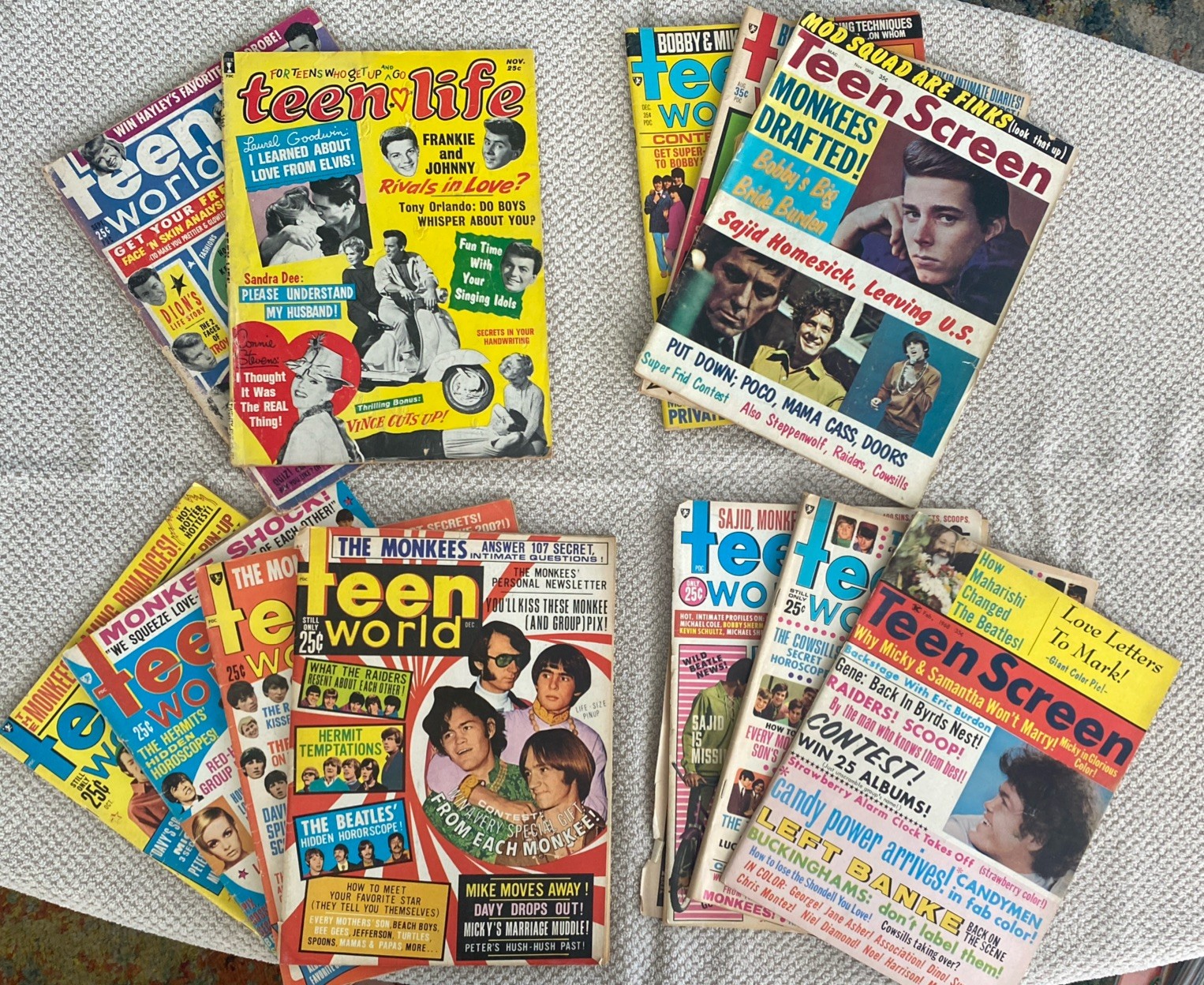 Vintage TEEN WORLD Magazine 1962-1967-1968-1969 Lot of 12 Monkeys Tv Show Vintage TEEN WORLD Magazine 1962-1967-1968-1969 Lot of 12 Monkeys Tv Show