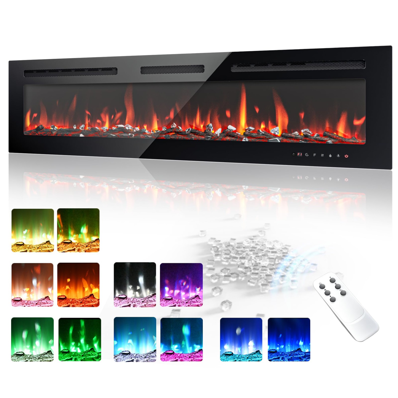 60 Inch Electric Fireplace Wall Mounted Recessed Heater with Remote Control 60 Inch Electric Fireplace Wall Mounted Recessed Heater with Remote Control