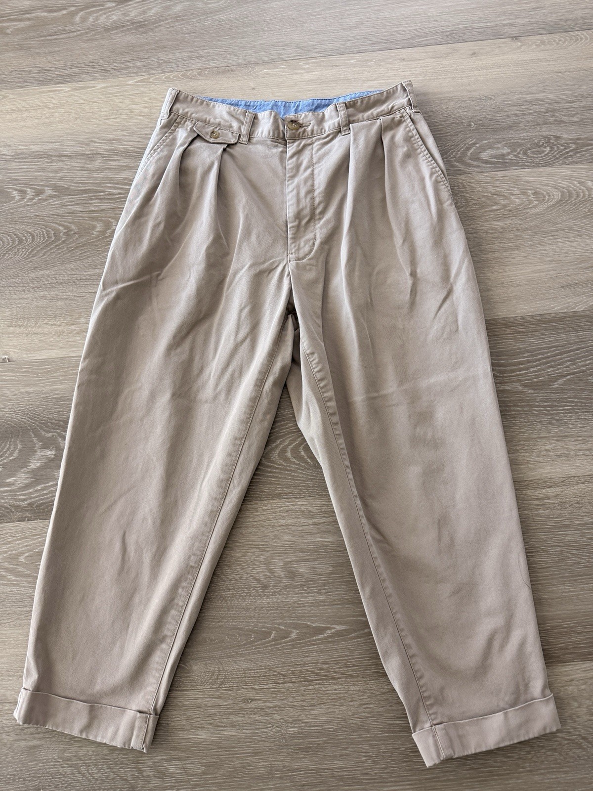 BEAMS+ Men’s Beige Solid Pleated Pants w/ Slash Pockets Size M Regular