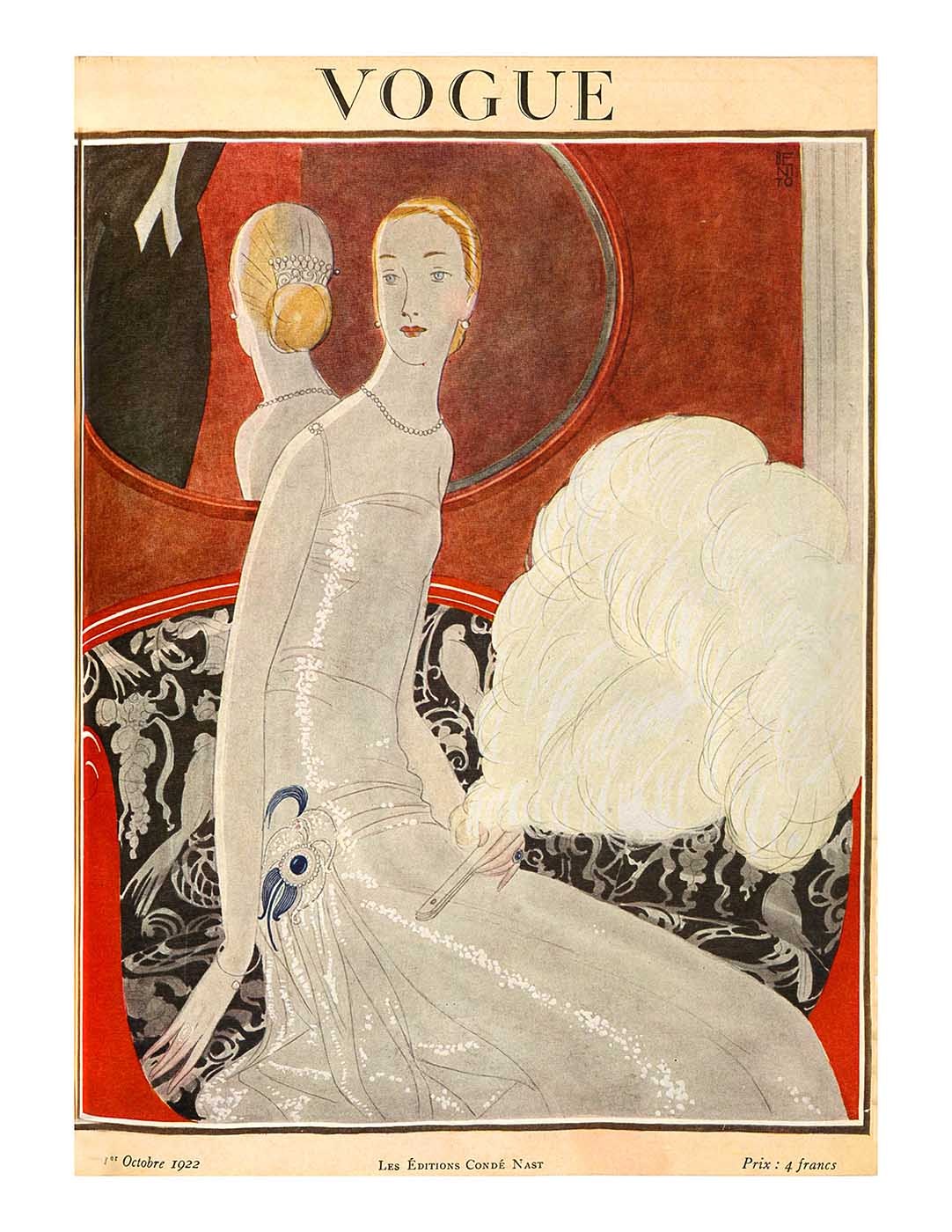 Vogue Paris Magazine, Reprint Oct 1922, V 4.15 Art Deco Fashion Drawings, 1920's
