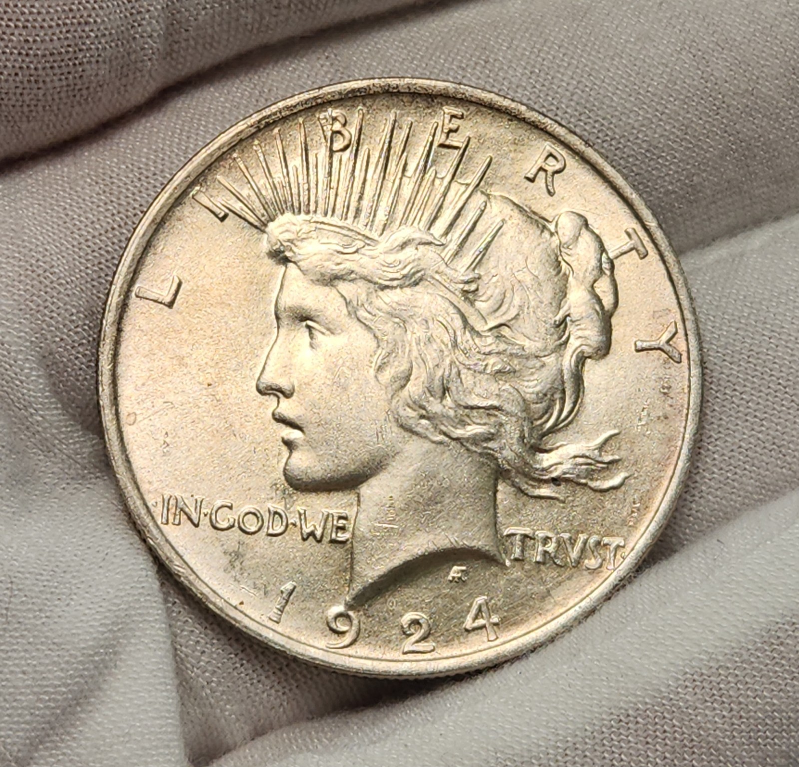 1924 P Peace Silver Dollar $1 Philadelphia Mint AU Almost Uncirculated P24CeW