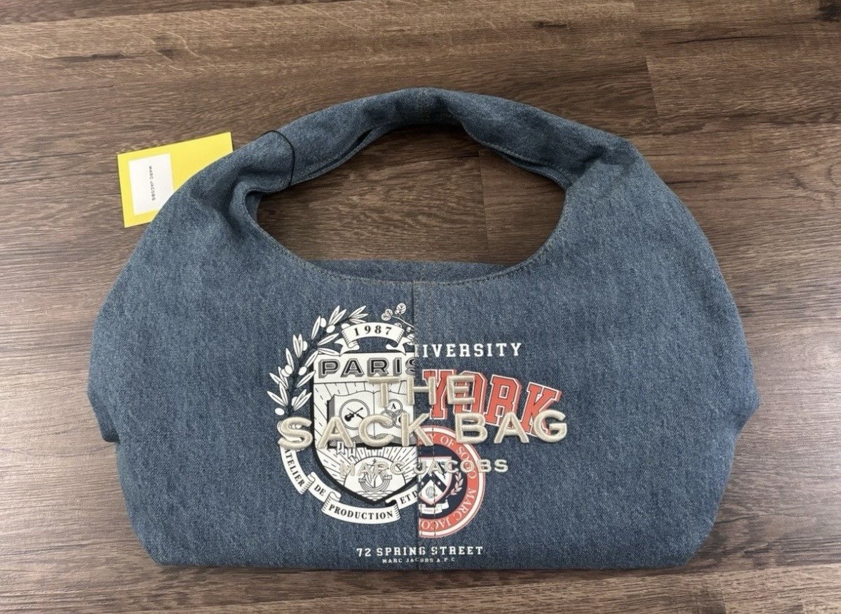 Marc Jacobs The Sack Bag Blue Washed Medium Shoulder Bag w/ Removable Pouch Marc Jacobs The Sack Bag Blue Washed Medium Shoulder Bag w/ Removable Pouch