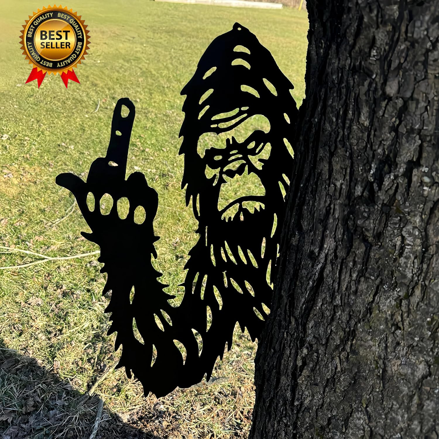 Large Middle Finger Bigfoot Peaking A Boo Animal Metal Sign Wall Art Ornament...