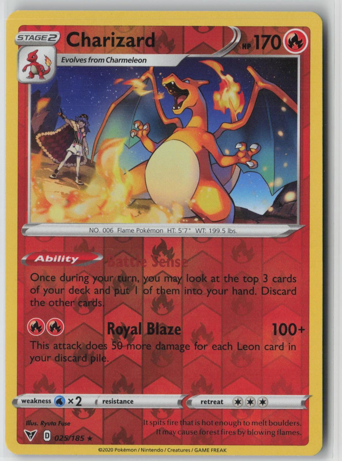 Charizard 025/185 Rare Vivid Voltage Pokemon Reverse Holo Near Mint Charizard 025/185 Rare Vivid Voltage Pokemon Reverse Holo Near Mint