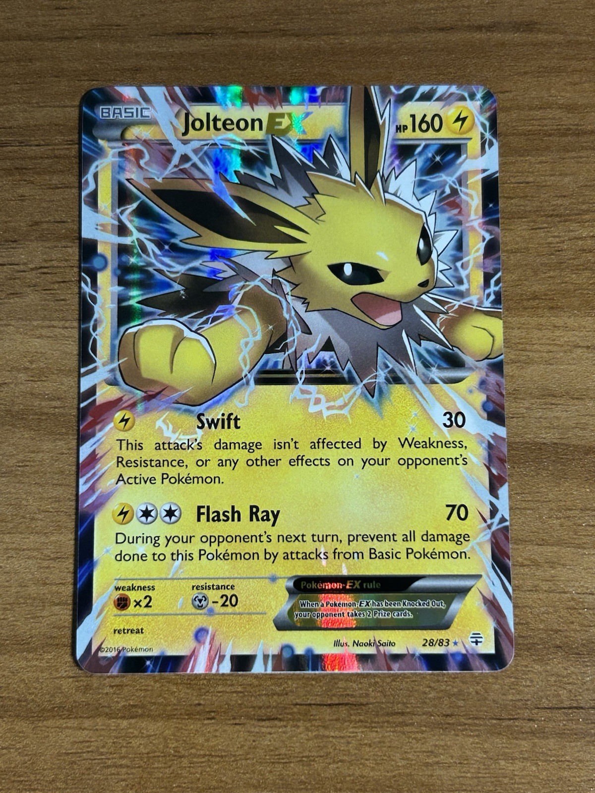 Jolteon EX 28/83 Holo EX Rare Generations Pokemon Lightly Played