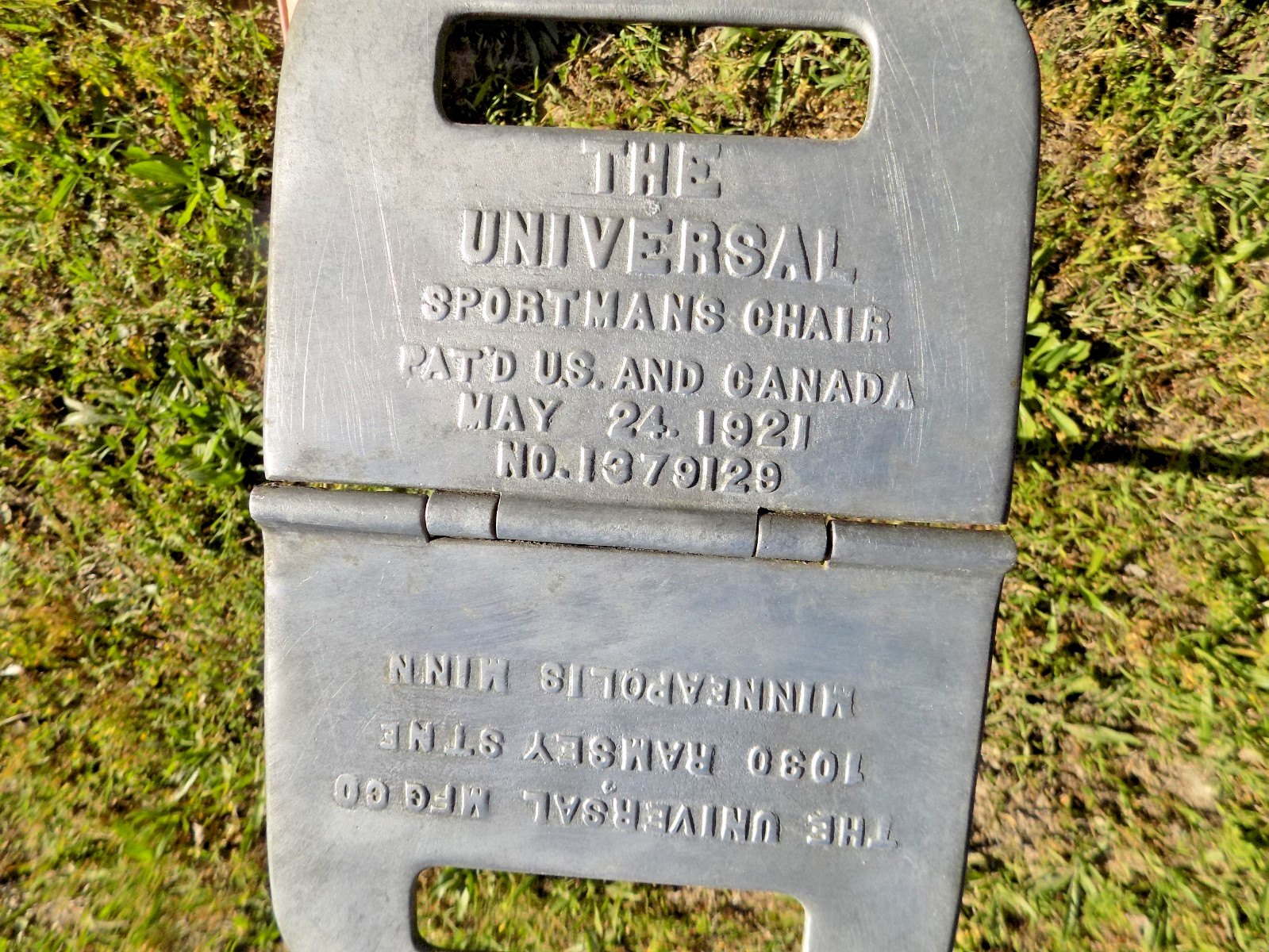 1921 Antique UNIVERSAL SPORTSMAN CHAIR Aluminum Field Gun Stool RARE OOAK WW1
