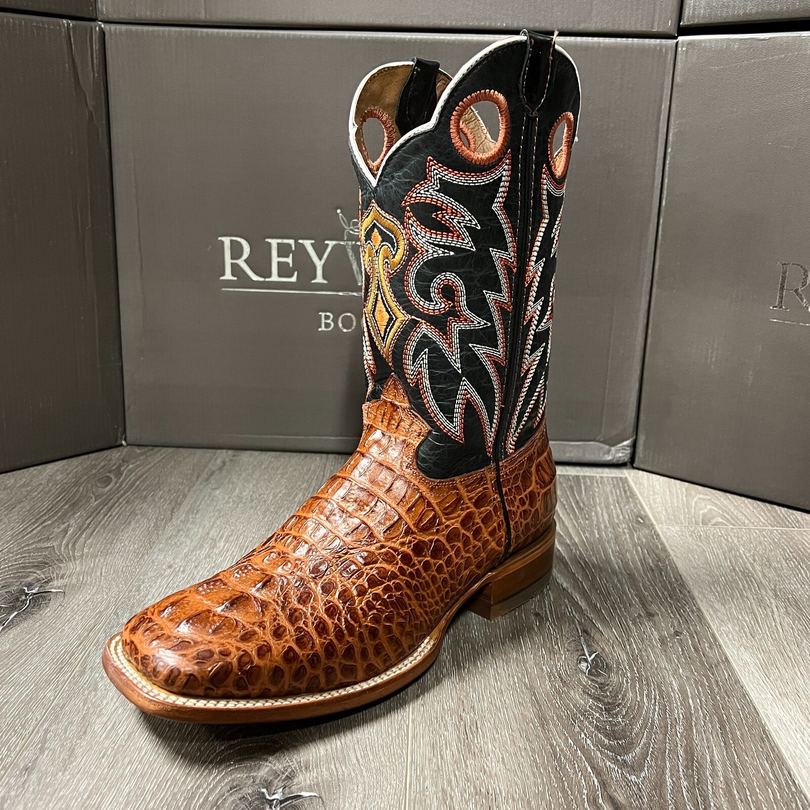 MEN'S RODEO COWBOY ALLIGATOR NECK PRINT WESTERN SQUARE TOE BOOTS MEXICO PRODUCT