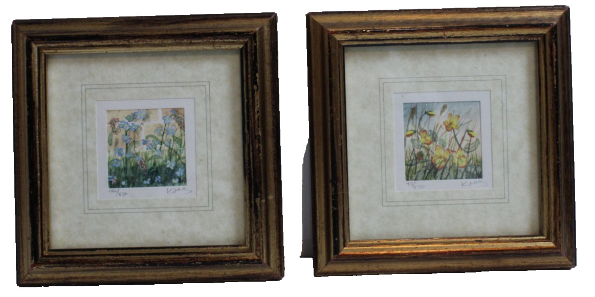 2 Miniature limited edition print signed numbered watercolors Kathleen Freeth 