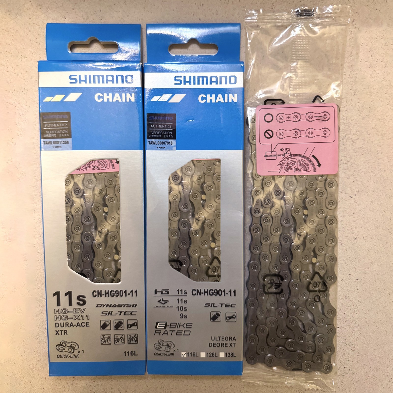 Shimano XTR/Dura-Ace CN-HG901 11S Bike Chain 116L for MTB Road E-Bike Quick-Link
