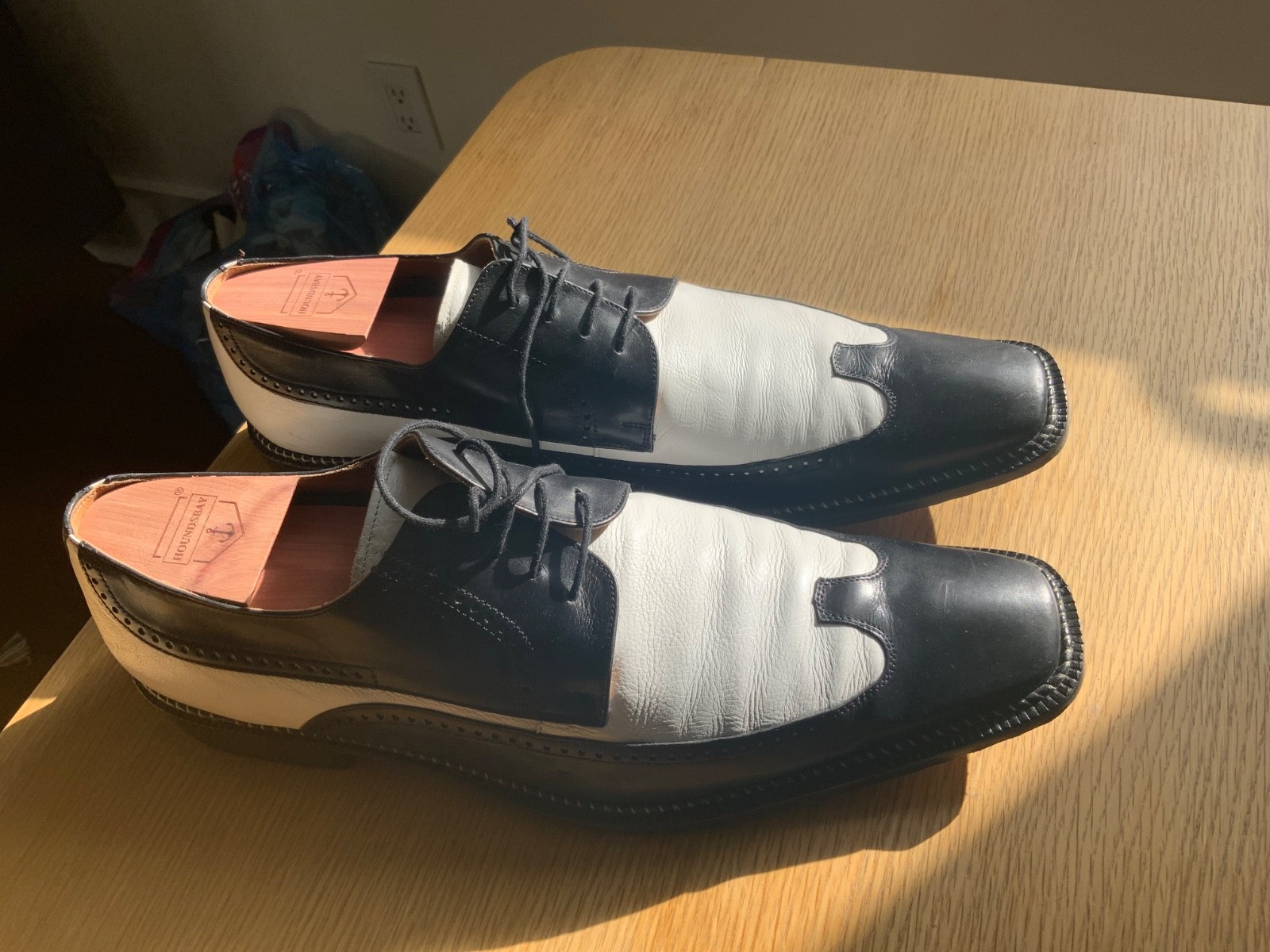 Mens Mezlan Galliano Black & White Leather Wingtip Oxford Dress Shoes Size 14M