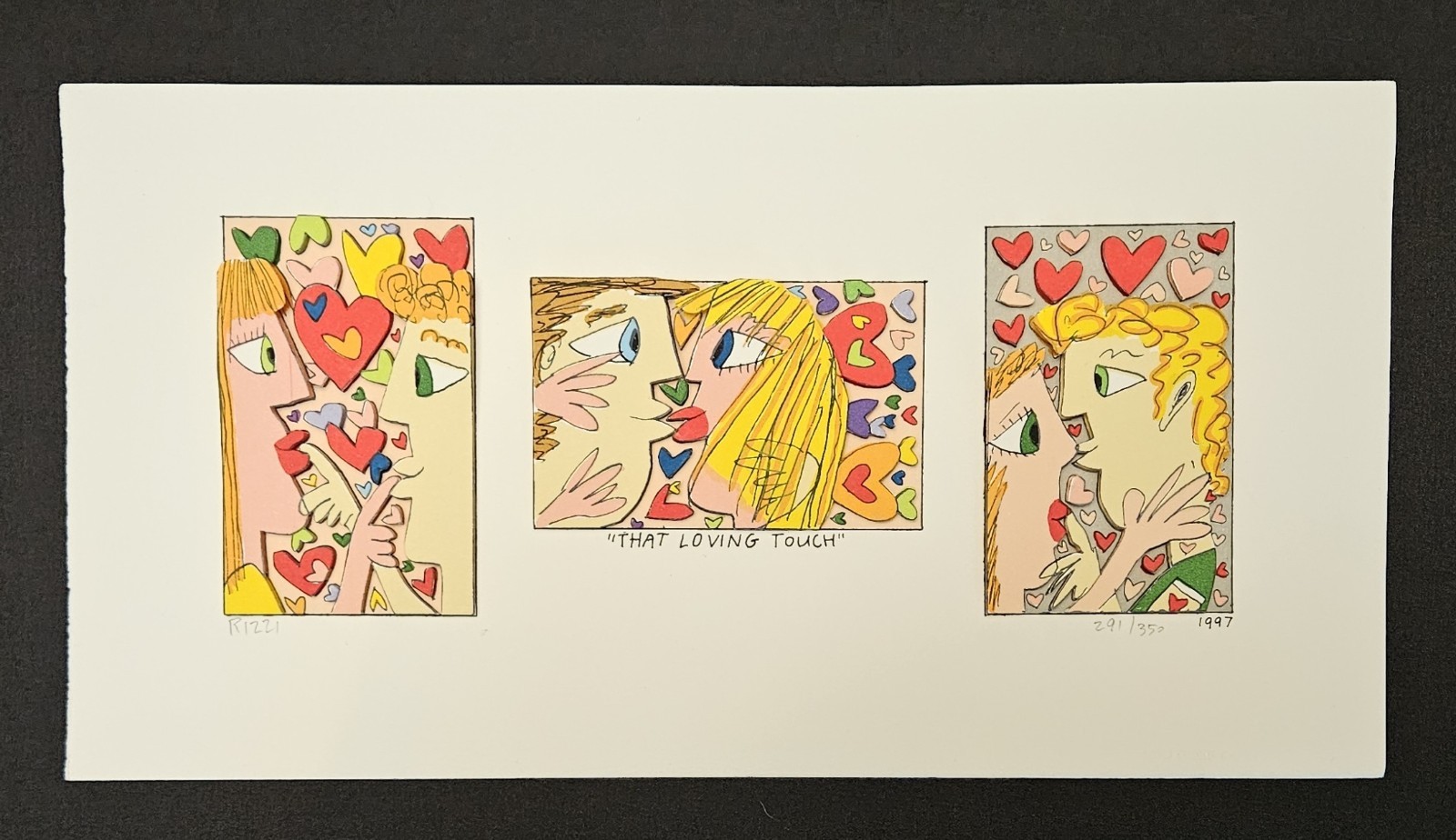 1997 James Rizzi That Loving Touch Signed 3D Silkscreen 291/350 Triptych