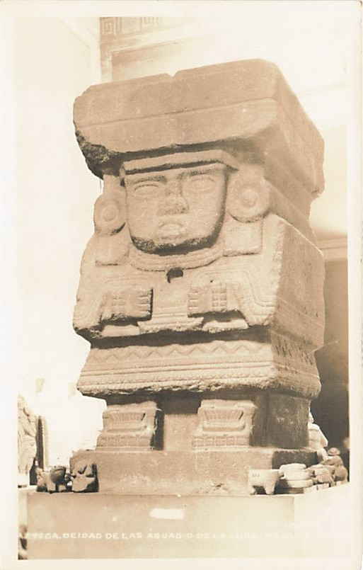 Postcard Mexico: RPPC Aztec Water Deity Stone Sculpture Postcard Mexico: RPPC Aztec Water Deity Stone Sculpture