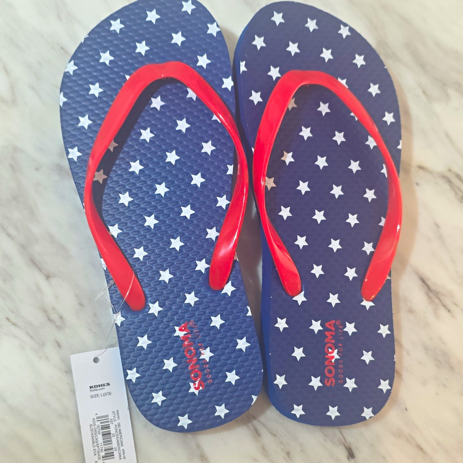 SONOMA Goods for Life Women’s Star Flip Flop Sandals Blue/Red/White US 3 SONOMA Goods for Life Women’s Star Flip Flop Sandals Blue/Red/White US 3