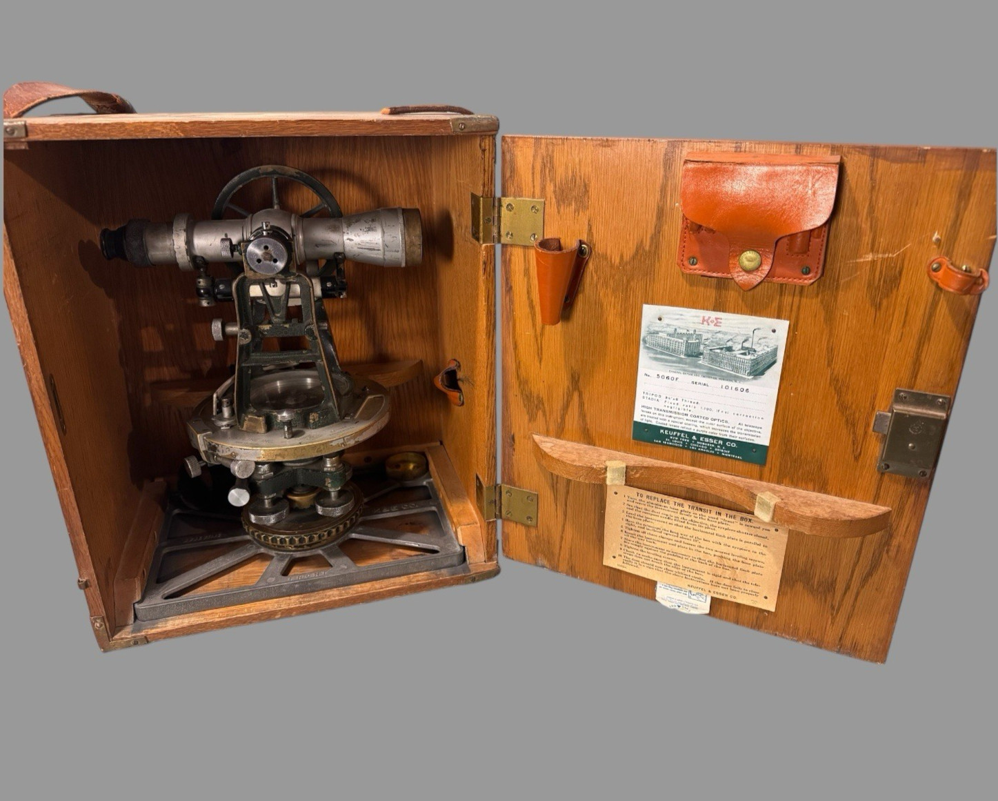 Vintage K&E Keuffel & Esser Co. Skyline Inc. Surveyor Transit Level w Oak Case Vintage K&E Keuffel & Esser Co. Skyline Inc. Surveyor Transit Level w Oak Case