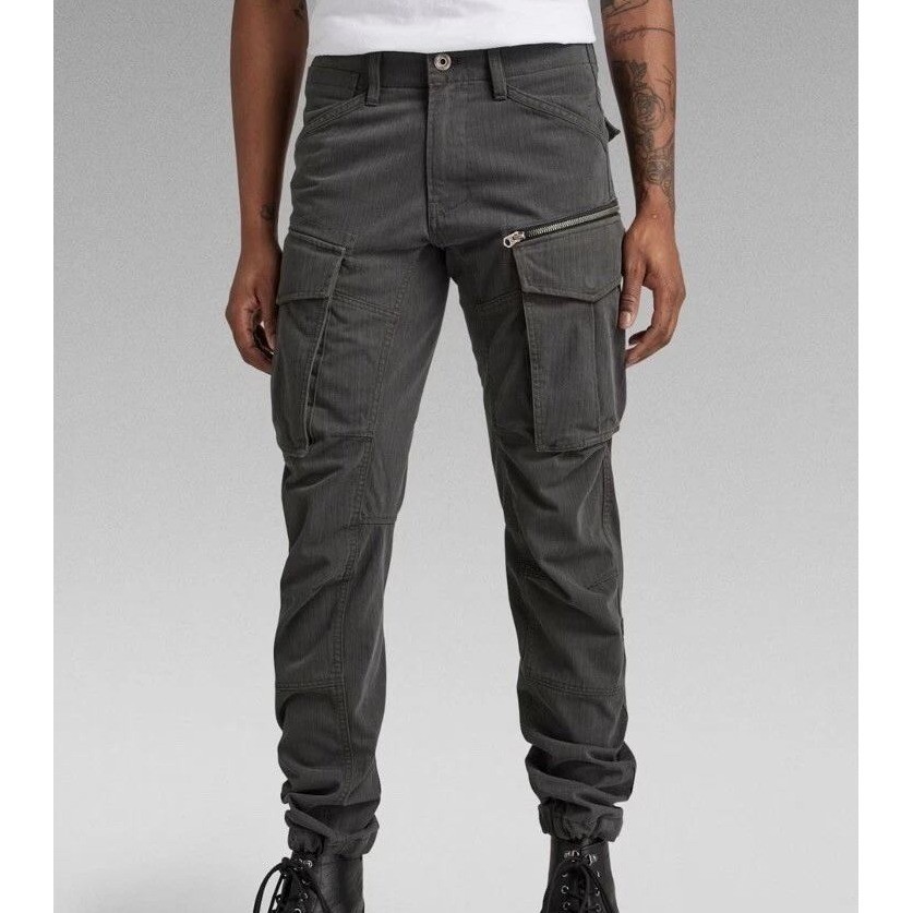 NWT G-Star Raw Rovic Zip 3D Cargo Pants Men\'s 32x30 Raven Gray Cotton Twill Slim