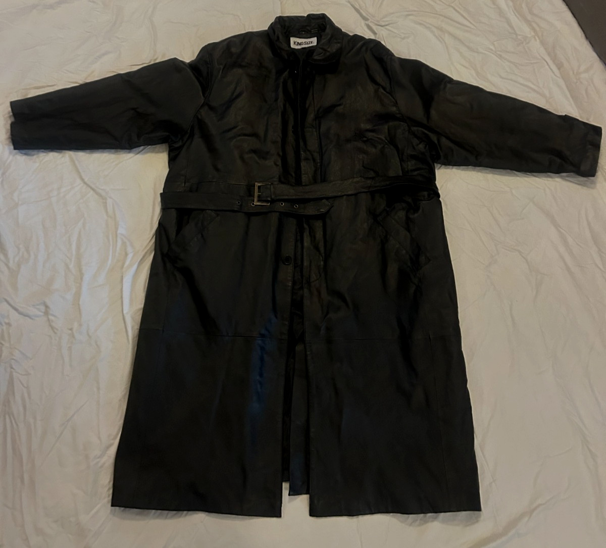 KingSize Men’s 3XL Genuine Leather Trench Coat Black Belted Long Jacket Big & Ta KingSize Men’s 3XL Genuine Leather Trench Coat Black Belted Long Jacket Big & Ta