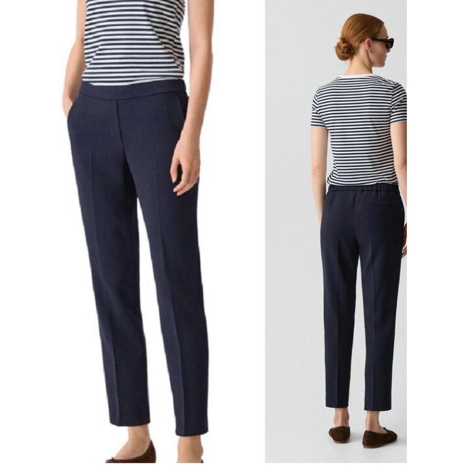 Theory Treeca Pull On Double Knit Jersey Pants in Heathered Blue Size 4 Cropped Theory Treeca Pull On Double Knit Jersey Pants in Heathered Blue Size 4 Cropped