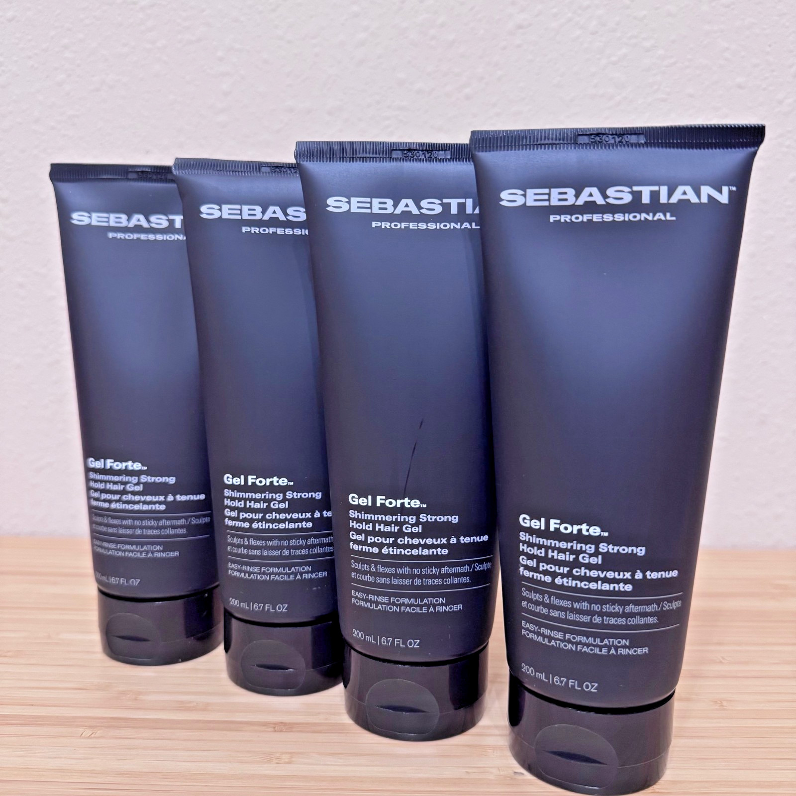 Sebastian Gel Forte Strong Hold Gel Set of 4 6.8 oz each new fresh Sebastian Gel Forte Strong Hold Gel Set of 4 6.8 oz each new fresh