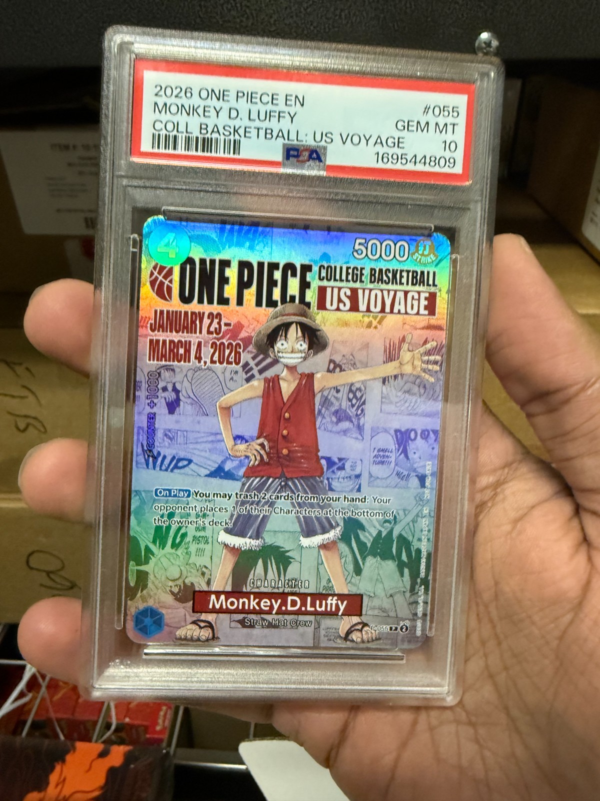 2026 ONE PIECE COLLEGE BASKETBALL: US VOYAGE PROMOS #055 MONKEY D. LUFFY PSA 10