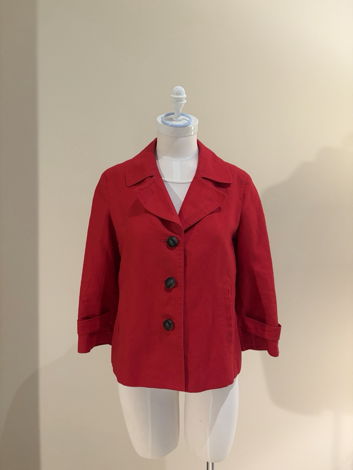 Talbots Red Cotton Linen Jacket Women’s 3/4 Sleeve Button Front Blazer Talbots Red Cotton Linen Jacket Women’s 3/4 Sleeve Button Front Blazer