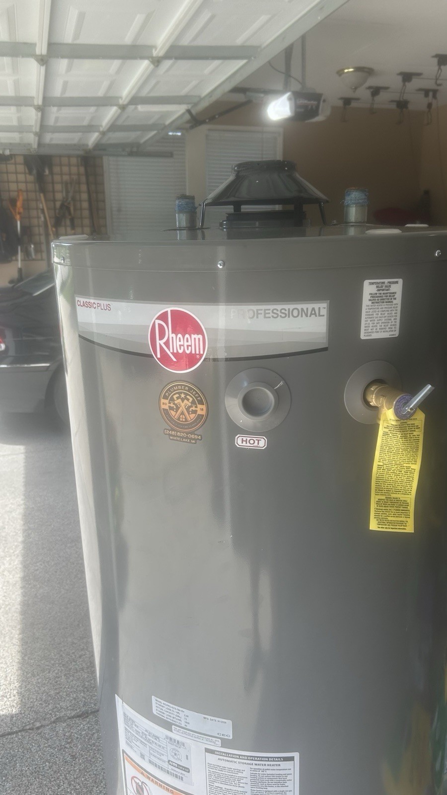 Rheem Classic Plus Professional Gas Storage Tank Water Heater Vented Gray