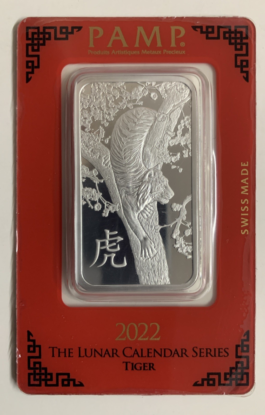 2022 Pamp Lunar Calendar Series Tiger 1 oz .999 Fine Silver Bar