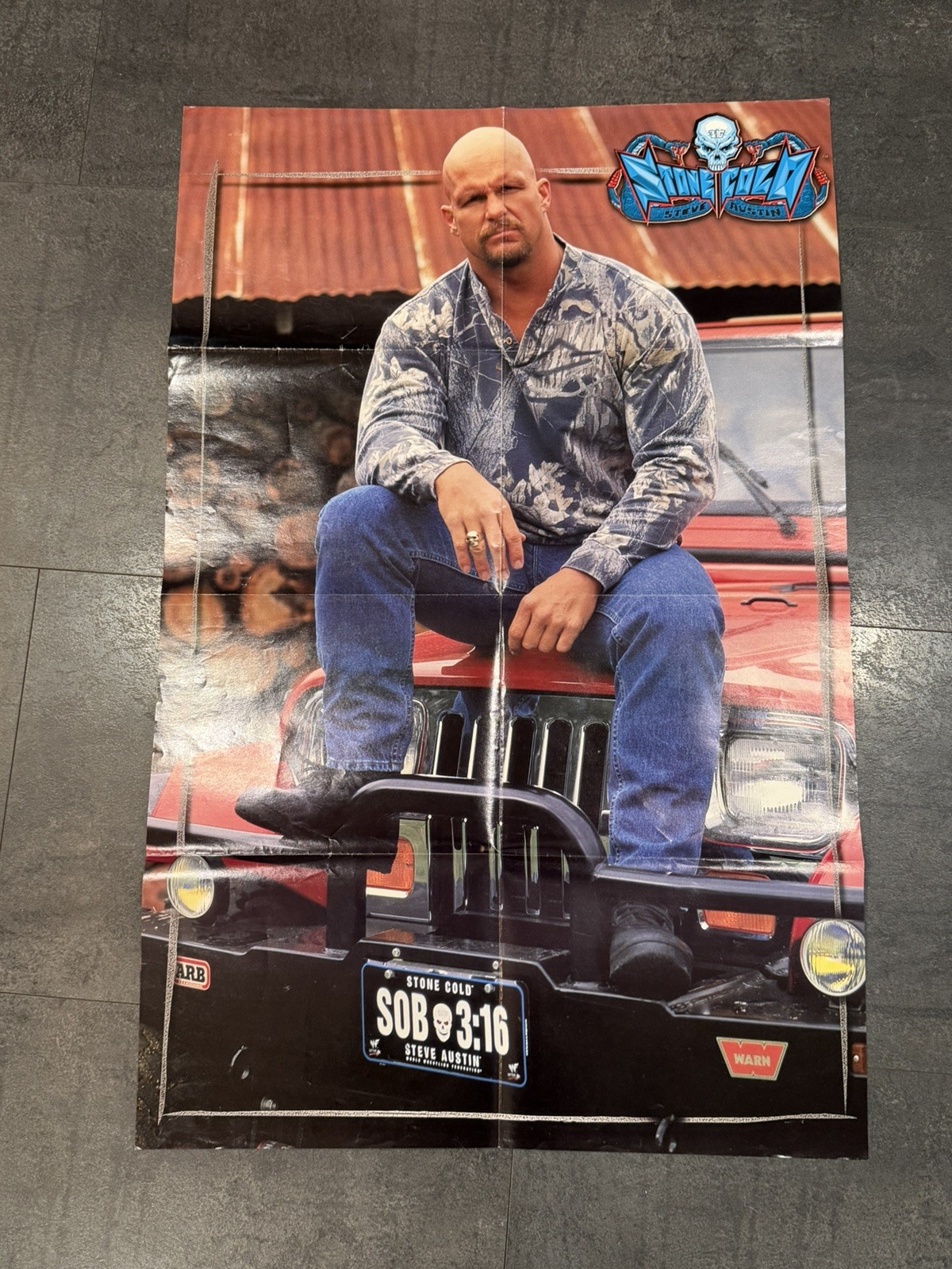 VINTAGE 2001 WWE WWF Stone Cold - Kane TWO SIDED POSTER 21\ VINTAGE 2001 WWE WWF Stone Cold - Kane TWO SIDED POSTER 21\