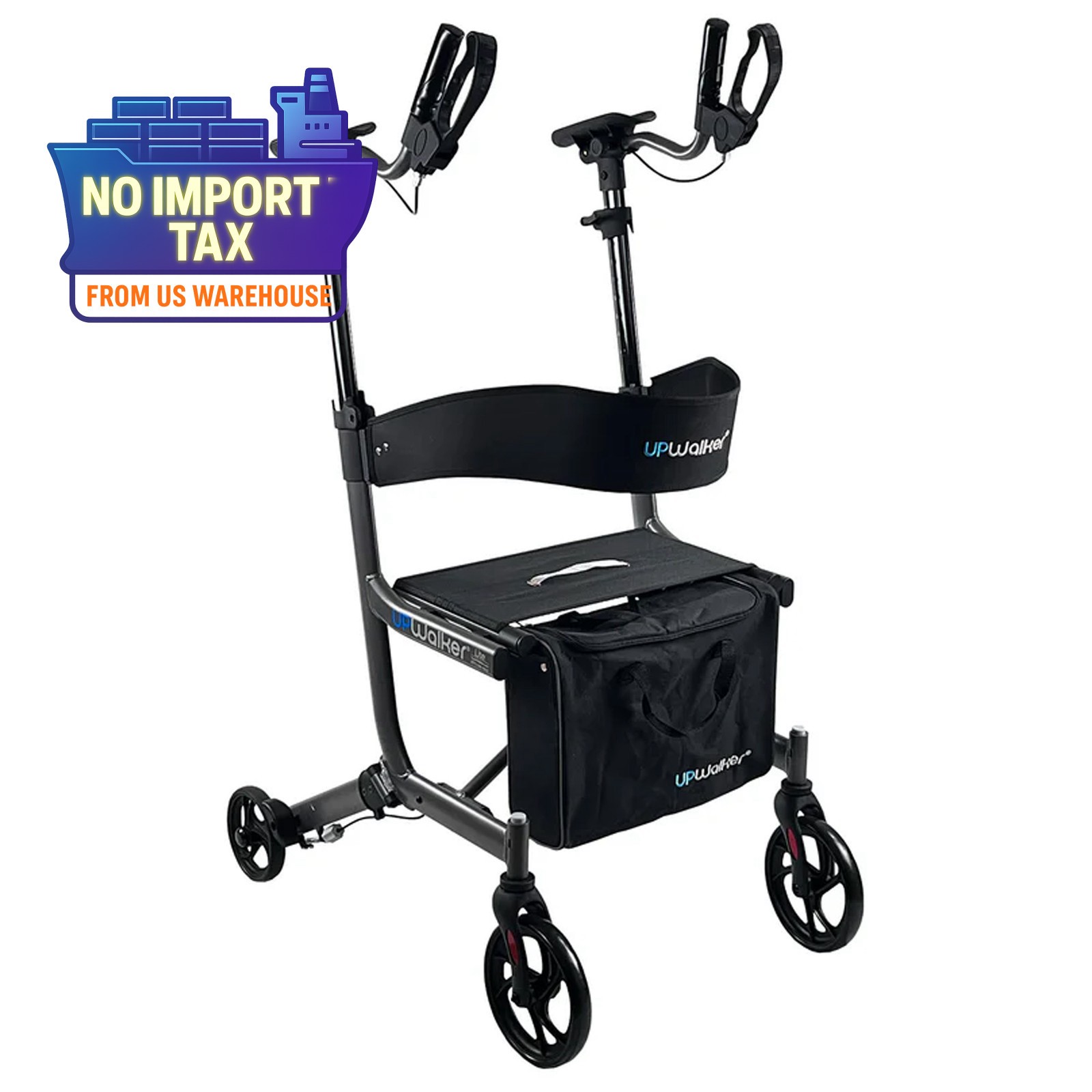 LifeWalker UPWalker EZ Lite Lightweight Upright Rollator Walker for Seniors