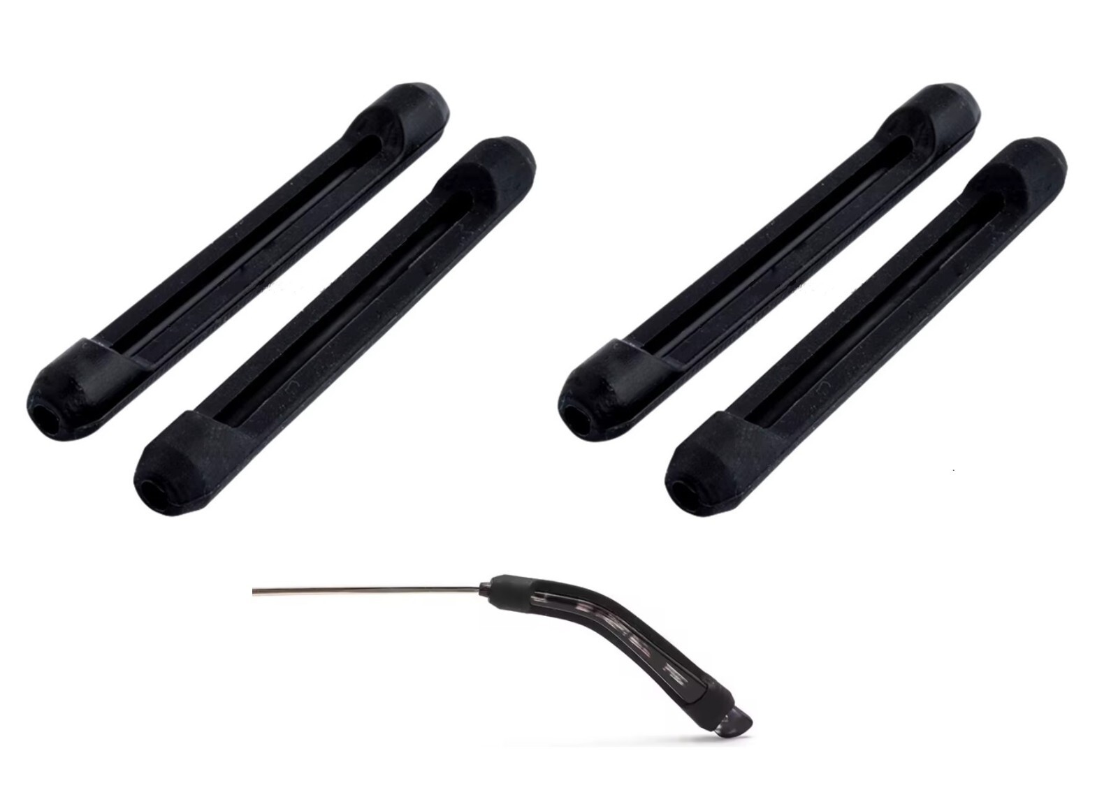 2 Pair 4Pc Black Soft Silicone Eyeglasses Temple Tips Sleeve Retainer Sunglasses